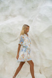 Neri Shells Multicolour Abstract Pleat Detail Ramie Mini Dress