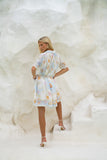Neri Shells Multicolour Abstract Pleat Detail Ramie Mini Dress