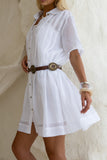 Teya White Pleat Detail Ramie Mini Dress