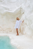 Teya White Pleat Detail Ramie Mini Dress