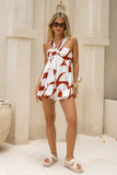 Suki Brown Geo Babydoll Playsuit