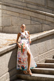 Lelia Multicolour Abstract Sleeveless Wrap Maxi Dress