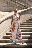 Lelia Multicolour Abstract Sleeveless Wrap Maxi Dress
