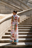 Lelia Multicolour Abstract Sleeveless Wrap Maxi Dress