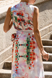 Lelia Multicolour Abstract Sleeveless Wrap Maxi Dress