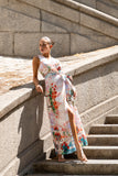 Lelia Multicolour Abstract Sleeveless Wrap Maxi Dress