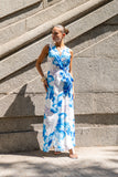 Aiselle Blue Floral Sleeveless Wrap Maxi Dress