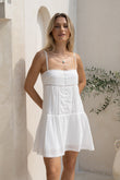 Sira Cream Lace Trim Mini Dress