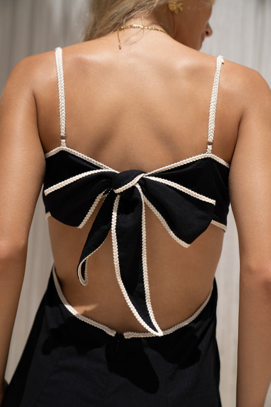 Aris Black Tie Back Maxi Dress