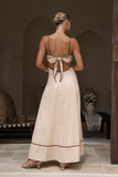 Aris Beige Tie Back Maxi Dress