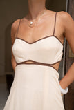 Aris Beige Tie Back Maxi Dress