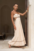 Aris Beige Tie Back Maxi Dress