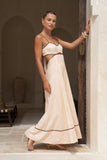 Aris Beige Tie Back Maxi Dress