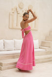 Aris Pink Tie Back Maxi Dress