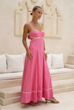 Aris Pink Tie Back Maxi Dress