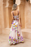 Hannelle Purple Floral Tie Back Maxi Dress