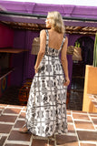 Melza Black Abstract Maxi Dress