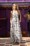 Melza Black Abstract Maxi Dress