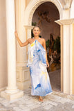 Hibiscus Blue Floral Layer Maxi Dress