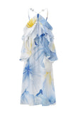 Hibiscus Blue Floral Layer Maxi Dress