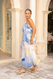 Hibiscus Blue Floral Layer Maxi Dress