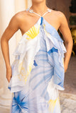 Hibiscus Blue Floral Layer Maxi Dress