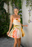 Golden Multi Floral Mini Dress