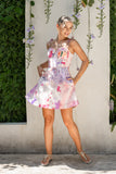 Elani Pink Floral Tie Mini Dress