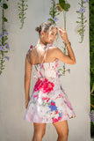 Elani Pink Floral Tie Mini Dress