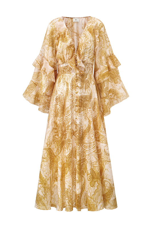 Sunwoven Paisley Ruffle Maxi Dress