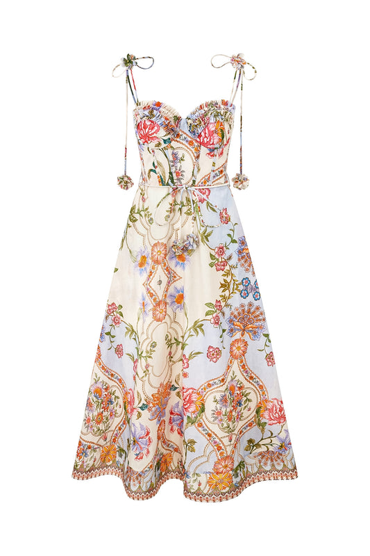 Tea Party Floral Tie Maxi Dress
