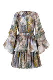 Paradise Green Tropical Ruffle Mini Dress