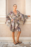 Paradise Green Tropical Ruffle Mini Dress