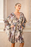 Paradise Green Tropical Ruffle Mini Dress