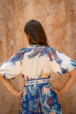 Wild Blue Tropical Wrap Maxi Dress