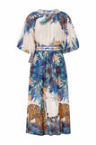 Wild Blue Tropical Wrap Maxi Dress