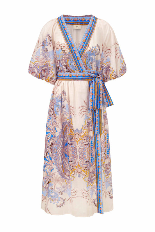 Bondi Blue Boho Wrap Maxi Dress