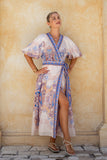 Bondi Blue Boho Wrap Maxi Dress