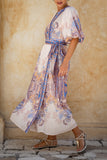 Bondi Blue Boho Wrap Maxi Dress