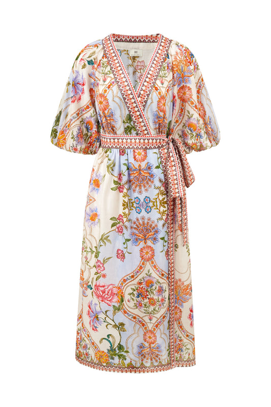 Tea Party Floral Wrap Maxi Dress