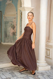 Simone Brown Ruched Maxi Dress