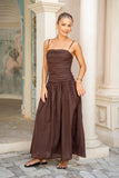 Simone Brown Ruched Maxi Dress
