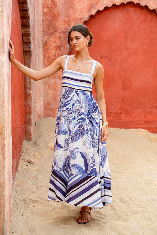 Botanica Blue Tropical Maxi Dress