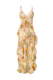 Sunfire Yellow Floral Ruffle Maxi Dress