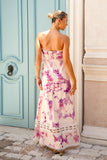 Bloom Purple Floral Strapless Maxi Dress