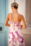 Bloom Purple Floral Strapless Maxi Dress