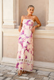 Bloom Purple Floral Strapless Maxi Dress