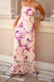 Bloom Purple Floral Strapless Maxi Dress