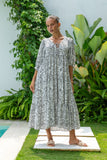 Lyra Black and White Boho Midi Dress