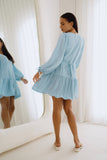 Rina Blue Button Down Mini Dress